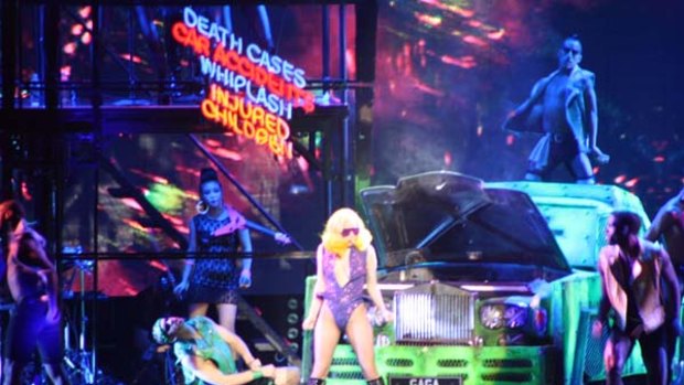 Lady Gaga and her troupe of dancers perform at her Monsters Ball Brisbane concert.
