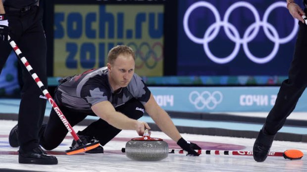 Delivering the rock: Canada?'s Brad Jacobs.