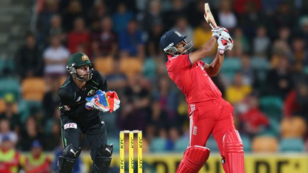 Power hitting: Ravi Bopara struck seven of the 22 sixes overall in the first T20 international between Australia and England.