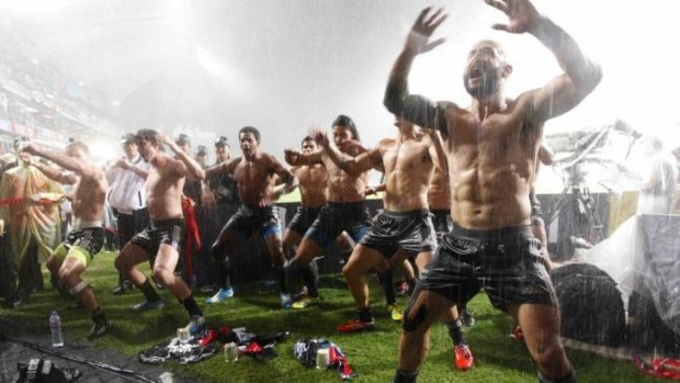 New Zealand players perform the haka following their win over England.