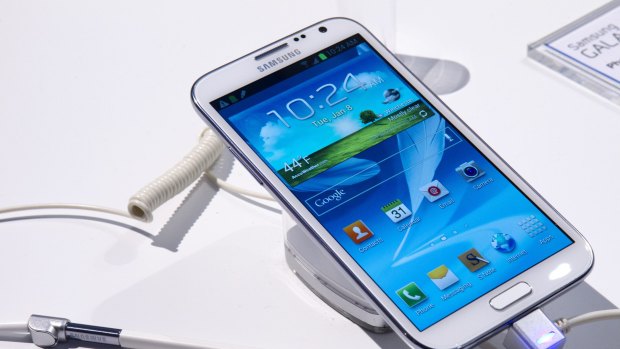 A Samsung Galaxy Note II phablet.