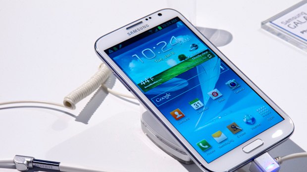 A Samsung Galaxy Note II phablet.