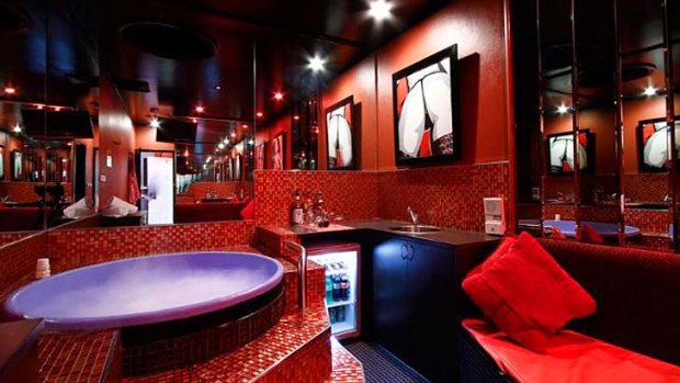The red turbo spa room at the Sydney brothel Tiffany’s Girls.