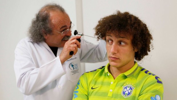 David Luiz, undergoing a medical check-up, at Brazil's Granja Comary training complex