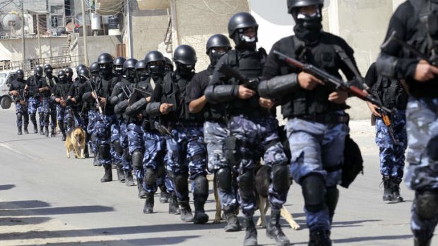 Crackdown: Hamas policemen in Gaza City.