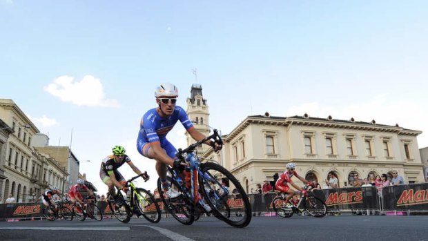 Race day: Riders contest the men's criterium at the Road Nationals in Ballarat.