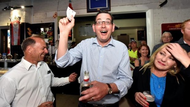 Opposition Leader Daniel Andrews watches the Melbourne Cup  in Ballarat.