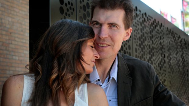 Difficult time ... Jim Stynes with wife Sam.