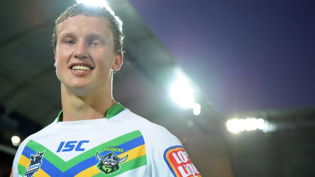 Jack Wighton of the Raiders poses after the round two NRL match between the Gold Coast Titans and the Canberra Raiders at Skilled Park on March 10, 2012 in Gold Coast, Australia. Wighton wa soutstanding on his NRL debut. (Photo by Matt Roberts/Getty Images)