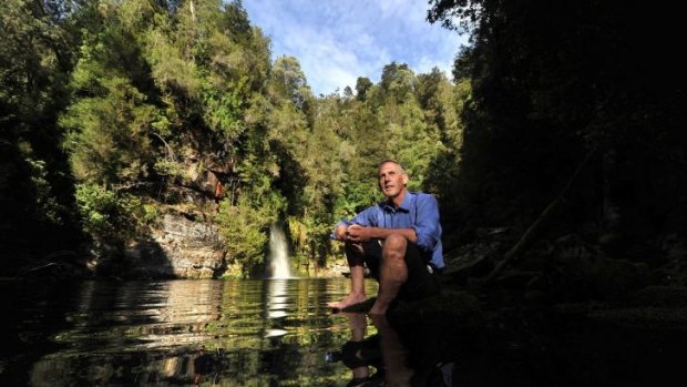 Bob Brown at the Gordon River, upstream from the junction of the Franklin, in Tasmania, a wilderness saved through what he calls 'defiant optimism.'