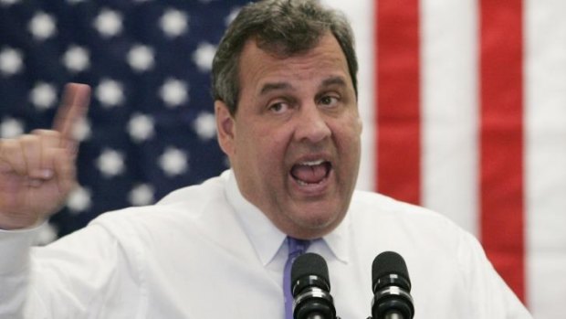 New Jersey Governor Chris Christie speaks on the one-year anniversary of Hurricane Sandy in Little Egg Harbor Township, New Jersey. 