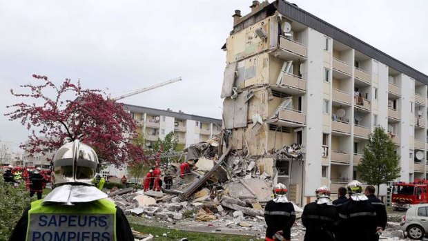 The apartment block in Reims after the explosion.