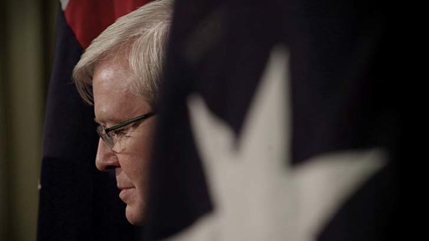 Prime Minister Kevin Rudd during a press conference in Melbourne on Thursday.