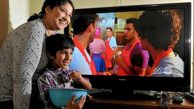 Rishi Desai's wife Mitra and six-year-old son Sharang enjoyed watching his <i>MasterChef</i> journey from their Queanbeyan living room.