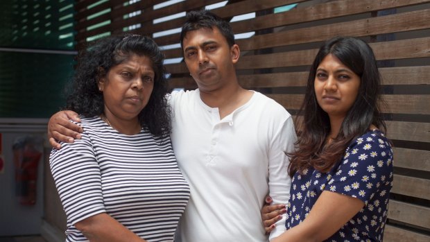 The family of Myuran Sukumaran, mother Raji, left, brother Chinthu and sister Brintha.