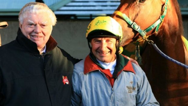 Trainer Bart Cummings with his long-time track rider Joe Agresta. 