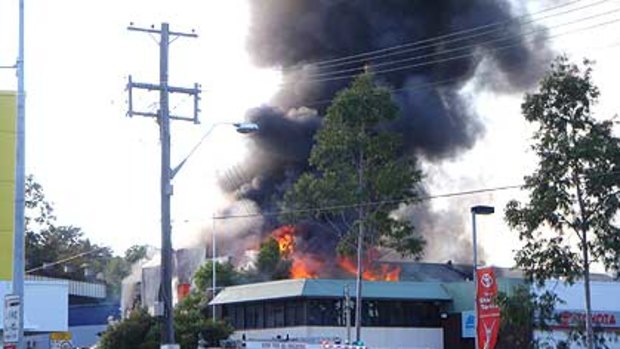 The fire at the Salvation Army store in Parramatta.