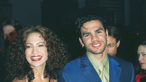 Snake ... Jennifer Lopez and Ojani Noa at the premiere of her film Anaconda in 1997.