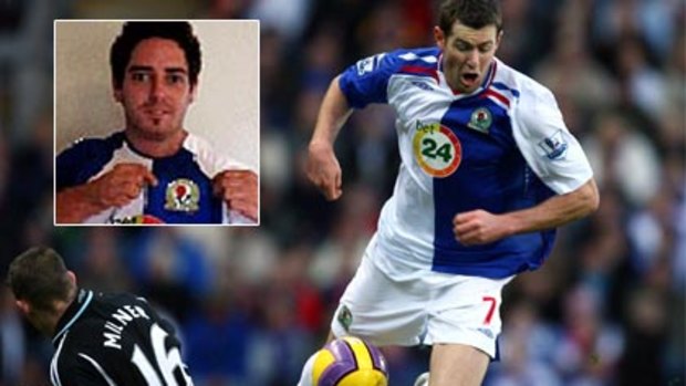 Brett Emerton of Blackburn Rovers in action and (inset) unlucky Melbourne fan Will Keegan.