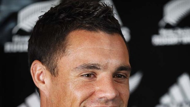 Dan Carter at a press conference to announce his re-signing in Christchurch this morning.