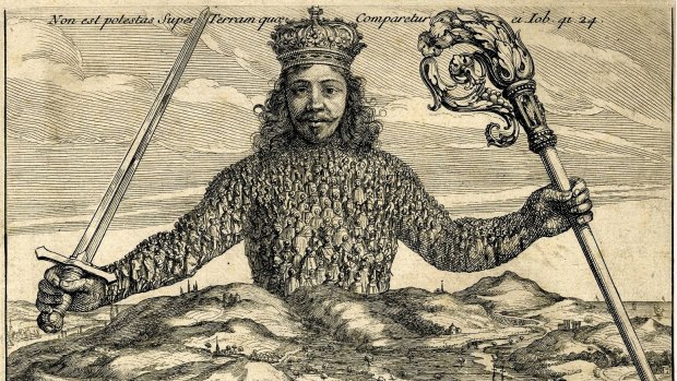 The famous illustration in Thomas Hobbes' The Leviathan, which sought to describe the relationship between power and the people.
