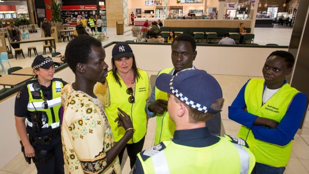 Police and African-Australian community leaders patrolled the Tarneit Central Shopping Centre.