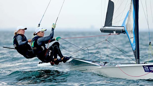 Tess Lloyd and Caitlin Elks on Port Phillip Bay.