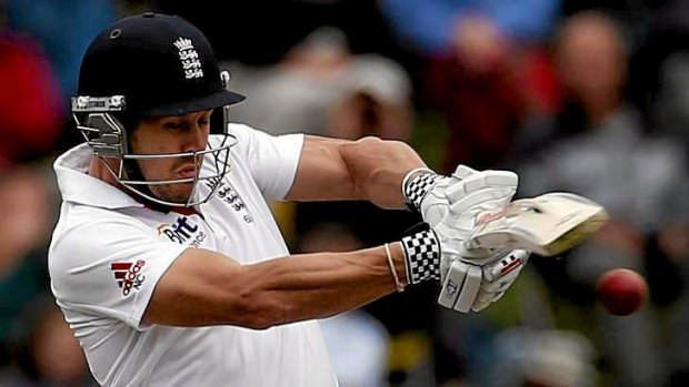 Effortless: England opener Nick Compton hits a boundary on his way to making a ton against New Zealand on the fourth day of the first Test.