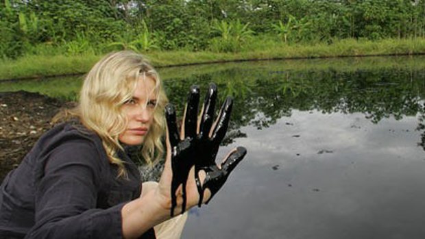 Celebrity support for the cause ... actress Daryl Hannah in Ecuador’s oil region in the Amazon two years ago.
