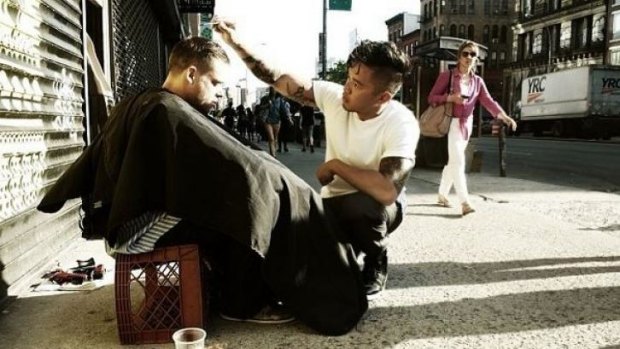 Mark Bustos spends every Sunday cutting hair for homeless people on the streets of New York City.
