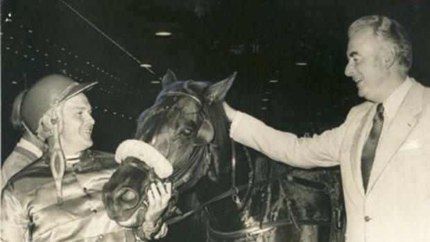Go, go, go, you little beauty ... Gough Whitlam congratulates Hondo Grattan and Tony Turnbull after their inter Dominion win in 1973.