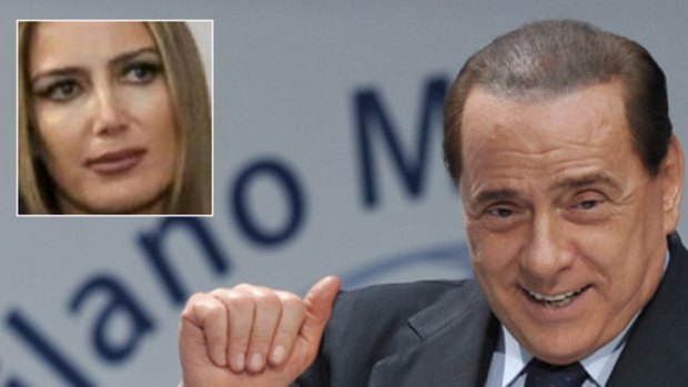 Wait for my book . . . Patrizia D'Addario (inset) the escort at the centre of the sex scandal involving the Italian Prime Minister Silvio Berlusconi (main) is in talks with publishers.