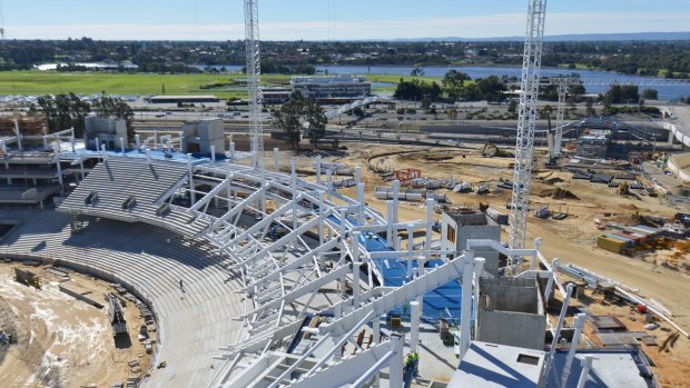 The new Perth Stadium is now more than 50 per cent complete.