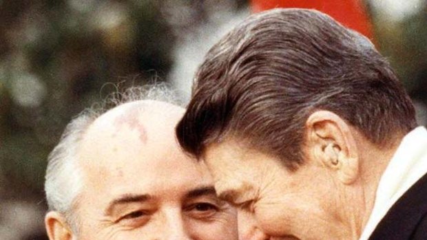 Troubles ... Ronald Reagan and Mikhail Gorbachev in 1987.