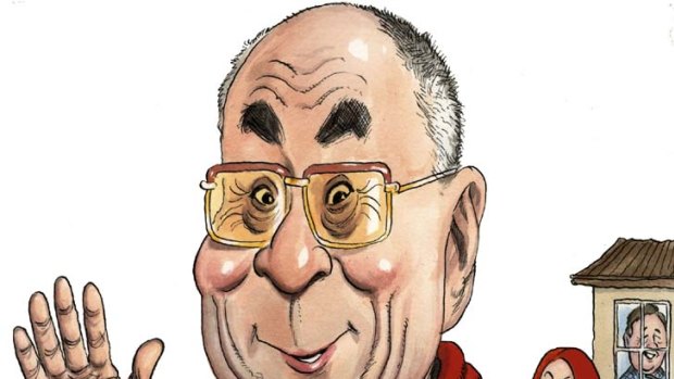 The Dalai Lama ... finally given real force to his admiration for democracy. <em>Illustration: John Shakespeare.</em>