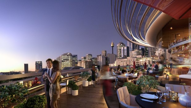 An artist's impression of a proposed outdoor bar in the Darling Exchange building.