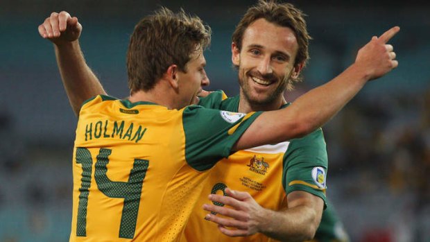 Back on deck: towering striker Josh Kennedy returns to the Socceroos for the first time since last June.