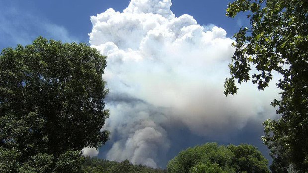 Plume of smoke visible between Balingup and Nannup.