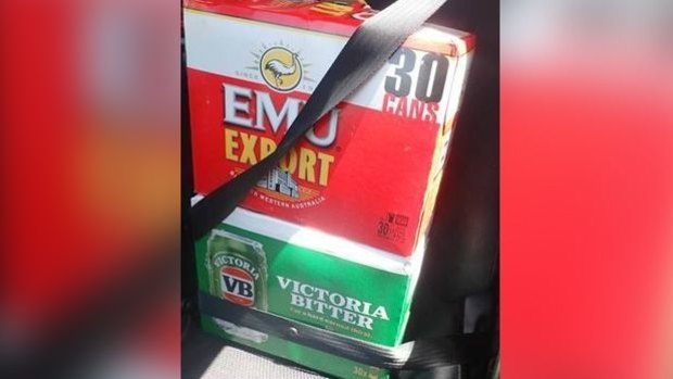 A Broome was charged in April for buckling up his Emu beer instead of the kids.