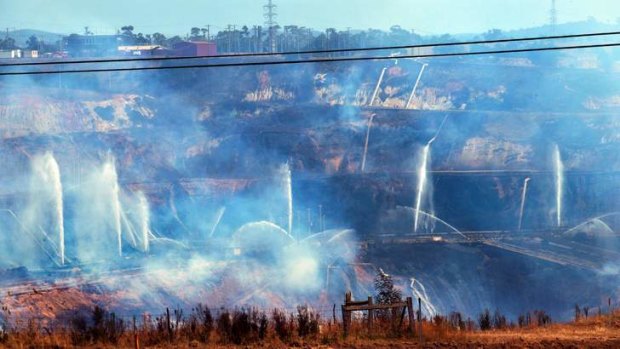 Smoke from the Morwell coal mine fire.