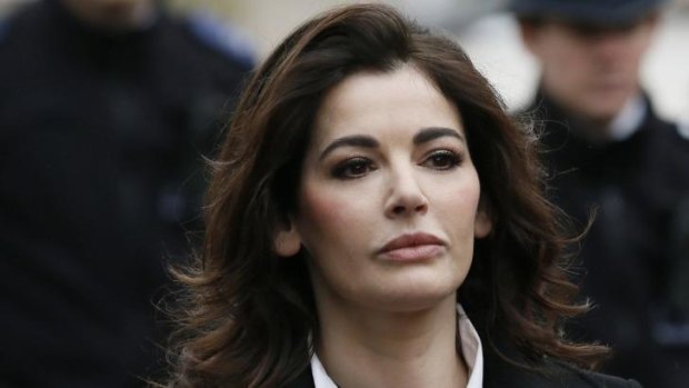 Facing the music: Nigella Lawson arrives at court in London.