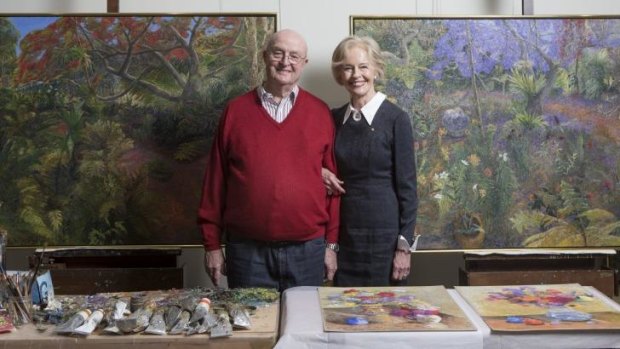 Eminent painter William Robinson and the Honourable Dame Quentin Bryce.