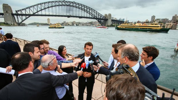 Friendly chat: Alessandro Del Piero fields questions on Tuesday at the official launch of the A-League All Stars-Juventus match.