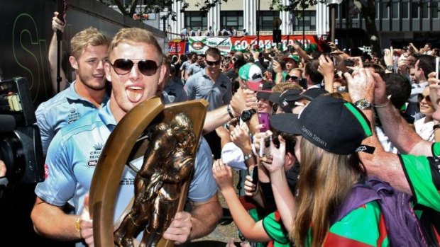 Big winners: The Rabbitohs sold $500,000 worth of merchandise online in the 24 hours after the grand final.