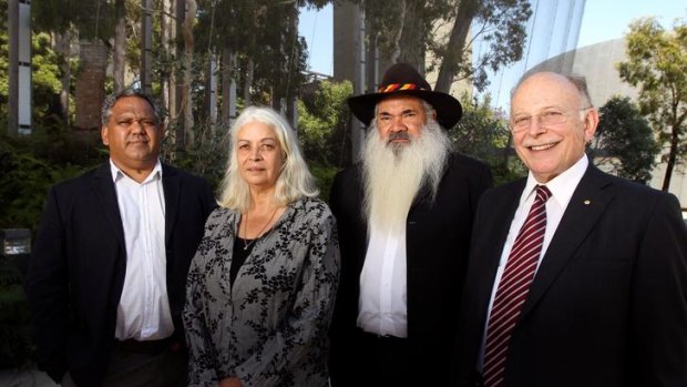 Panel members Noel Pearson, Marcia Langton, Patrick Dodson and Mark Leibler at the Melbourne Museum yesterday.