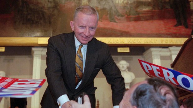 Reform Party presidential candidate Ross Perot - worth $US3.9 billion - on the campaign trail in 1996.