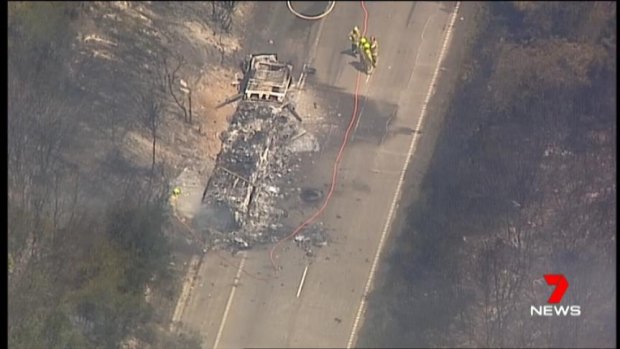 The scene of the truck crash on the M1 on Monday. 