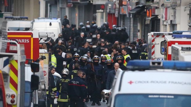 Rue de la Republique in lockdown during the police raids.