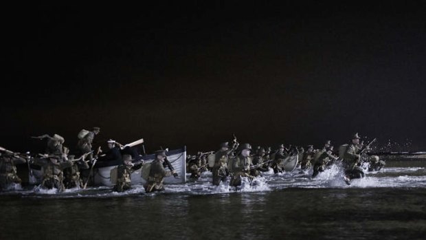 In this scene from the mini-series <i>Gallipoli</i>, ANZAC troops disembark on the Gallipoli peninsula in the early hours of April 25, 1915.