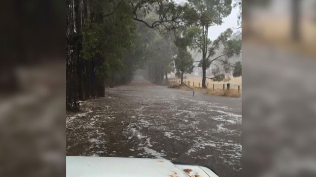 The rain in Pemberton has been described as "massive". This photo was taken in nearby Manjimup.